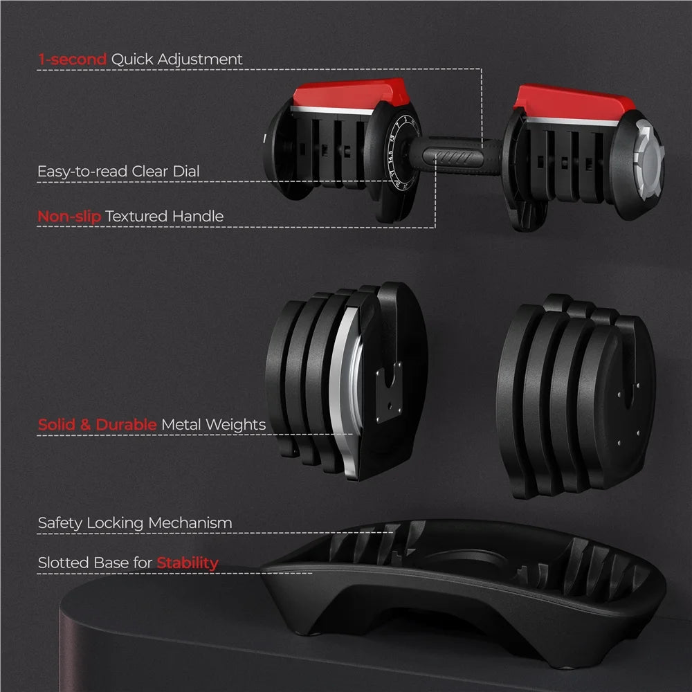 Adjustable Dumbbell Set with Tray F53720