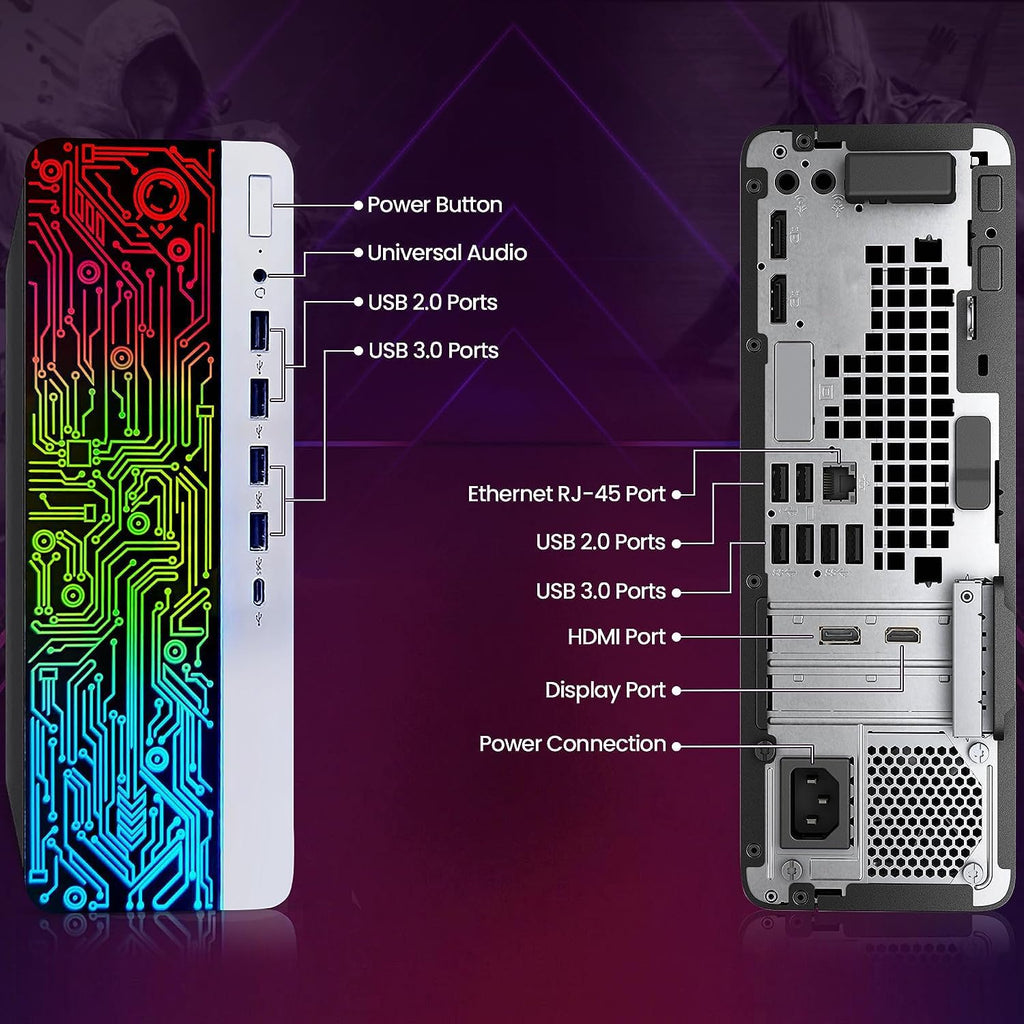 Intel Core i5-6th Gen 16GB DDR4 Ram 512GB SSD Radeon RX-550 4GB DDR5 Graphics Card Windows 10 Pro Computer Tower Y6749