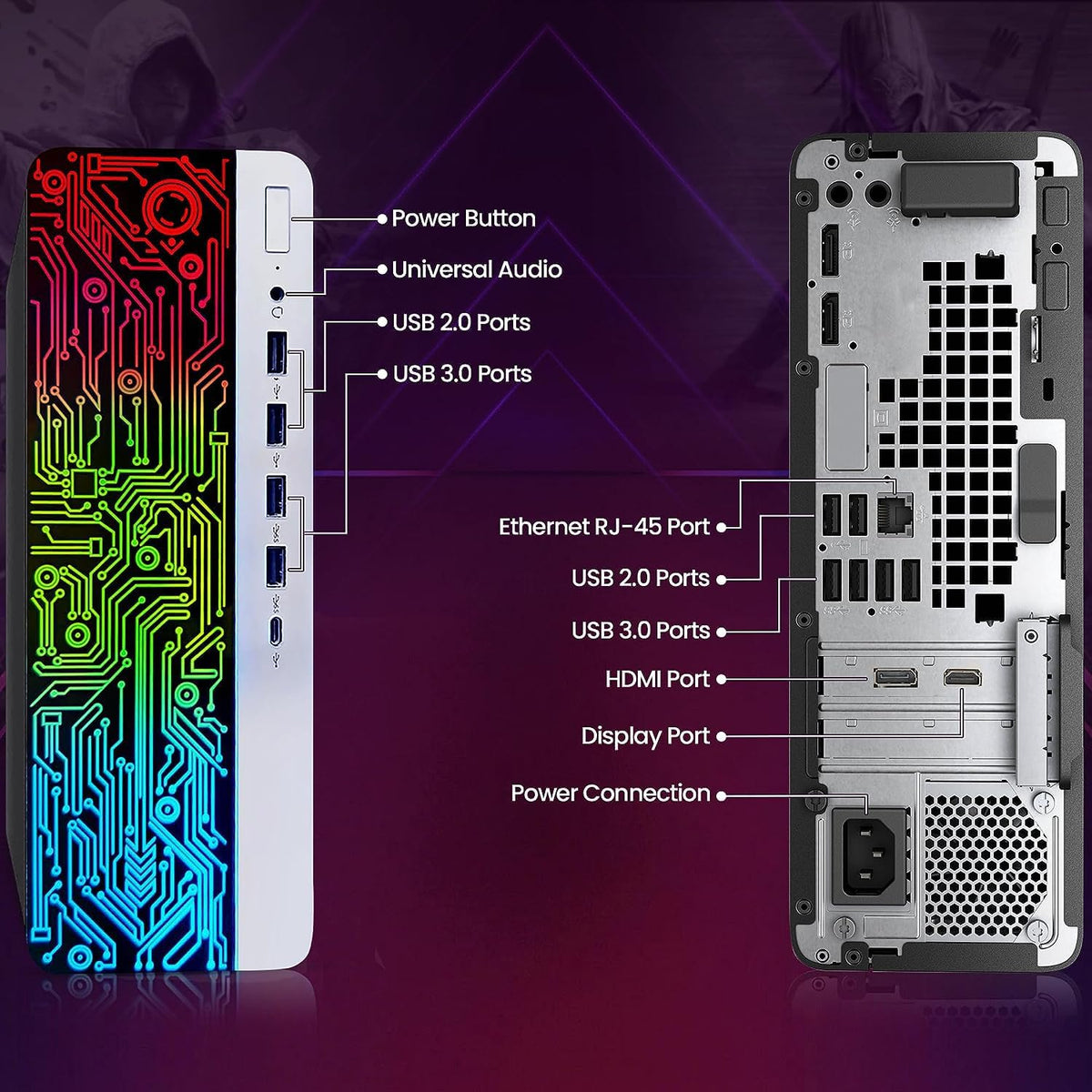 Intel Core i5-6th Gen 16GB DDR4 Ram 512GB SSD Radeon RX-550 4GB DDR5 Graphics Card Windows 10 Pro Computer Tower Y6749