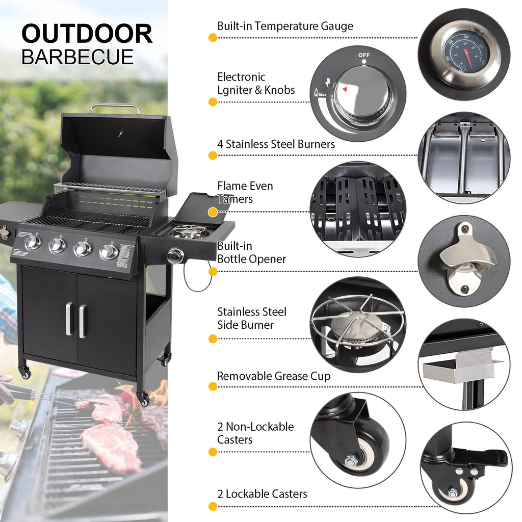 4-Burner Propane Gas Grill with Side Burner G688