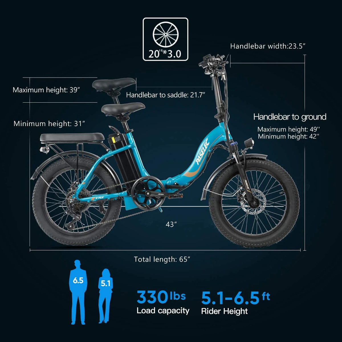 Folding Electric Bike 750W 20 inch Fat Tire 13Ah Black B823692