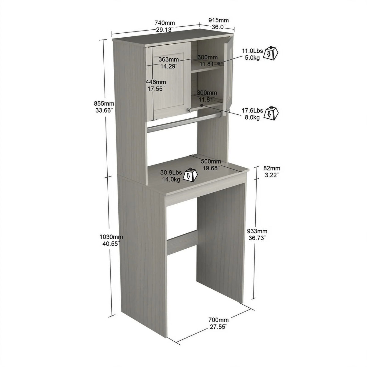 2-Door Engineered Wood Laundry Cabinet R750492