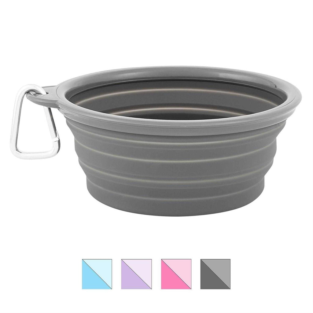 Collapsible Silicone Water Travel Bowl with Clip D38346