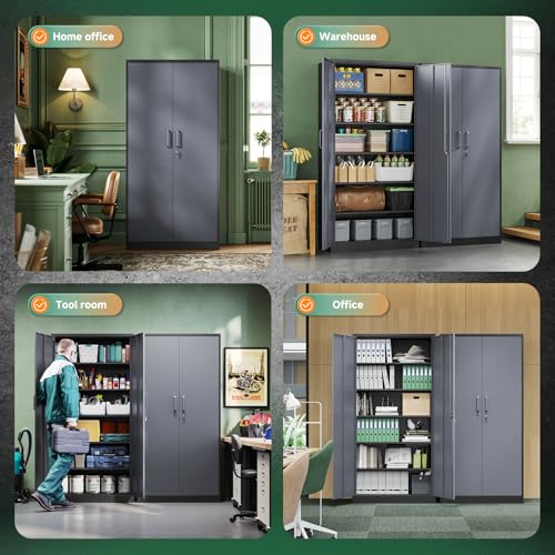 Black Metal Garage Storage Cabinet with Lock E229399