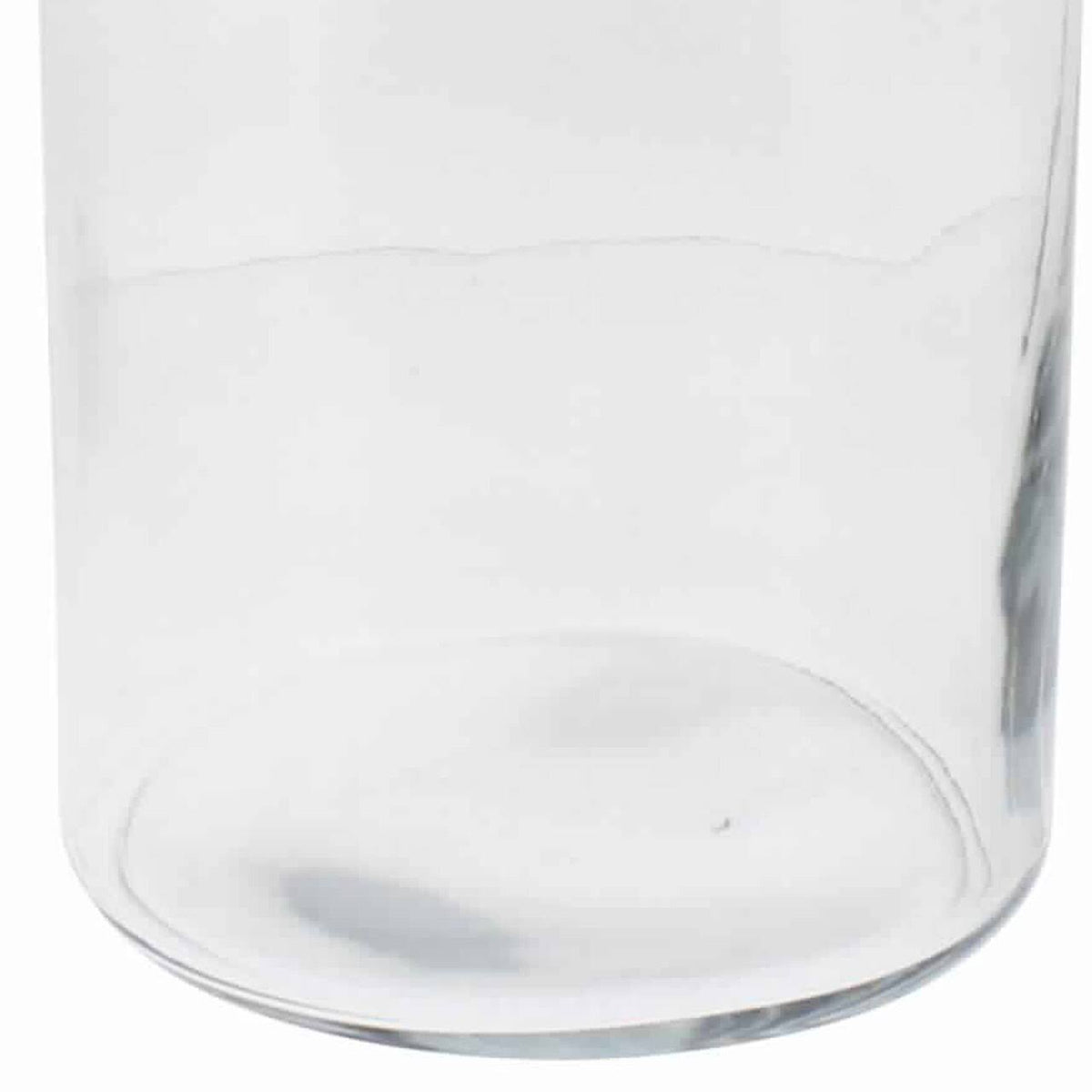 Cylindrical Glass Cannister with Metal Lid, Clear and Antique Gold V3022