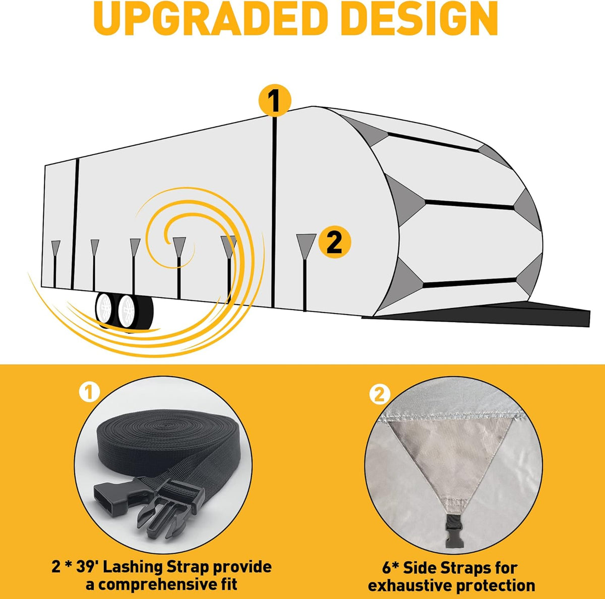 RV Trailer Cover 300D Waterproof Windproof Anti-UV for 24'-27' RV with Jack Cover G21009