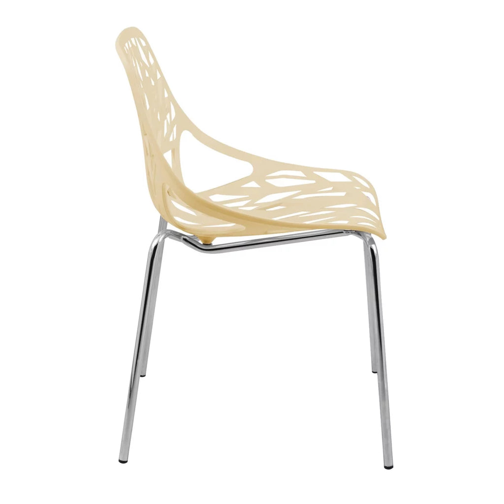 Cream Dining Chair with Chromed Legs Set of 4 A5955