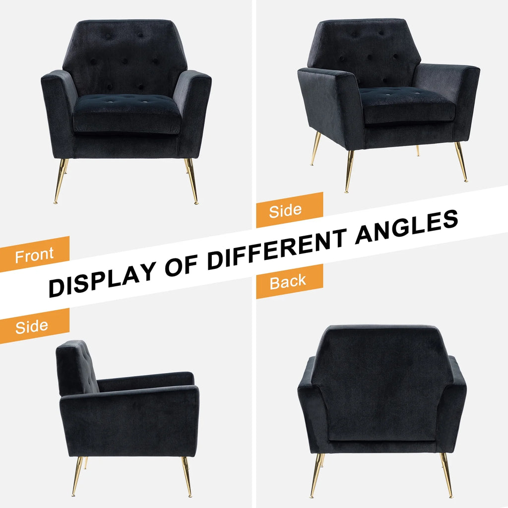 Black Velvet Upholstered Armchair Set of 2 L3140