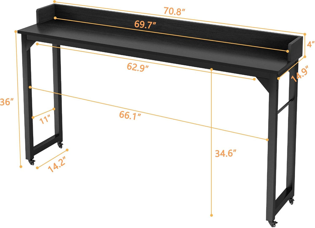 Overbed Table with 4 Wheels for Full/Queen Size Bed Frame V72318