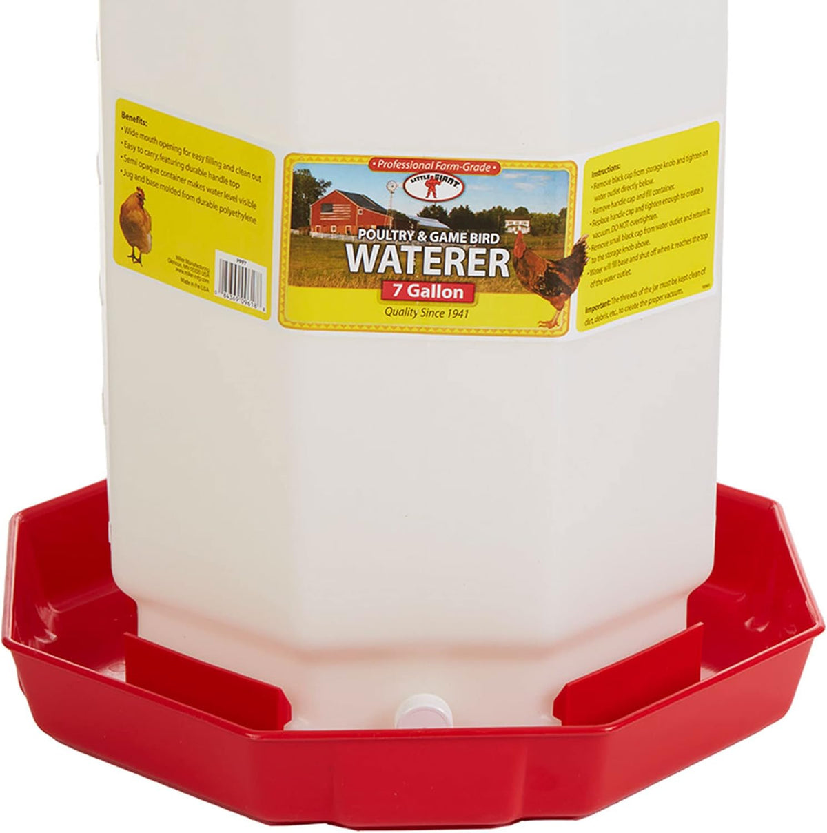 Red 7 Gallon Hanging Automatic Poultry Waterer F46257