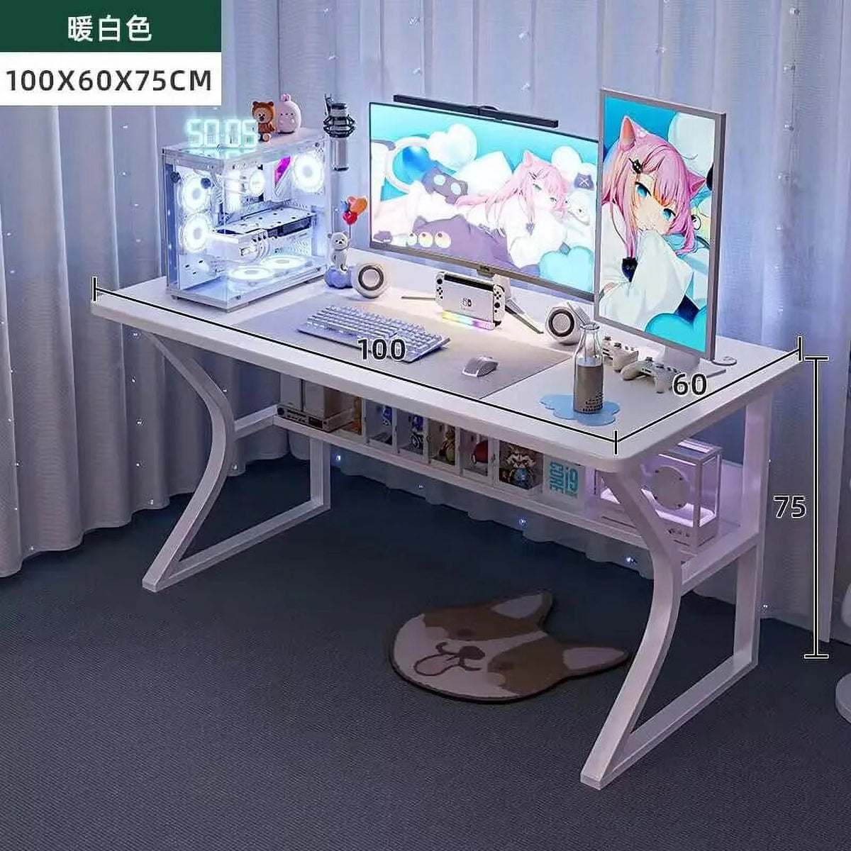 White Computer Desk and Chair Set B159