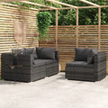 3 Piece Patio Lounge Set Gray Poly Rattan Sectional Outdoor Furniture Set A979