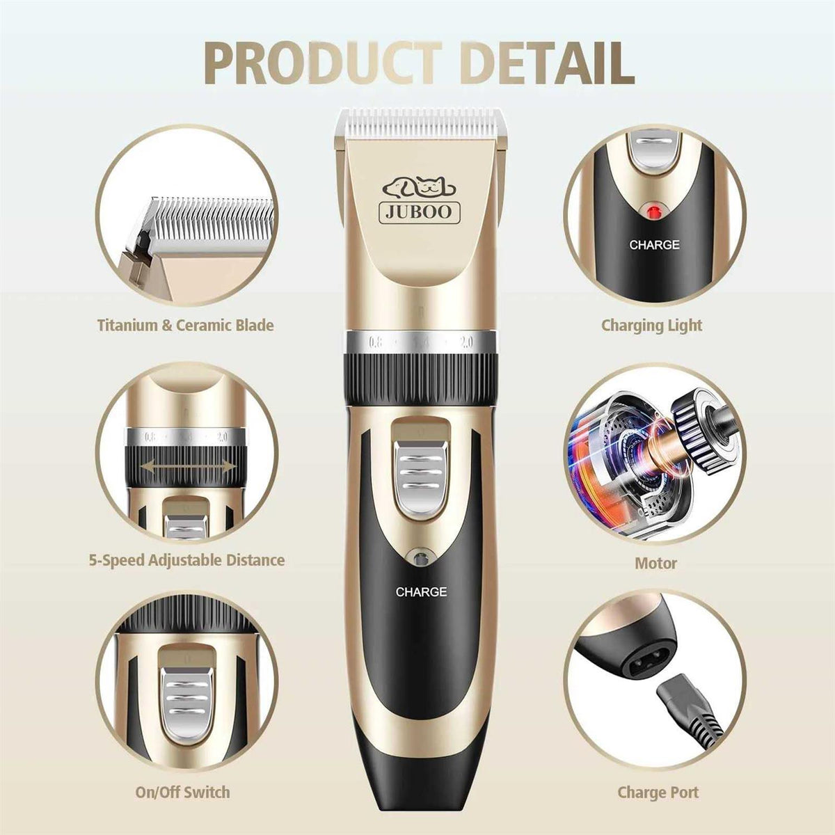 Dog Clippers Low Noise Rechargeable Cordless Grooming Kit W705