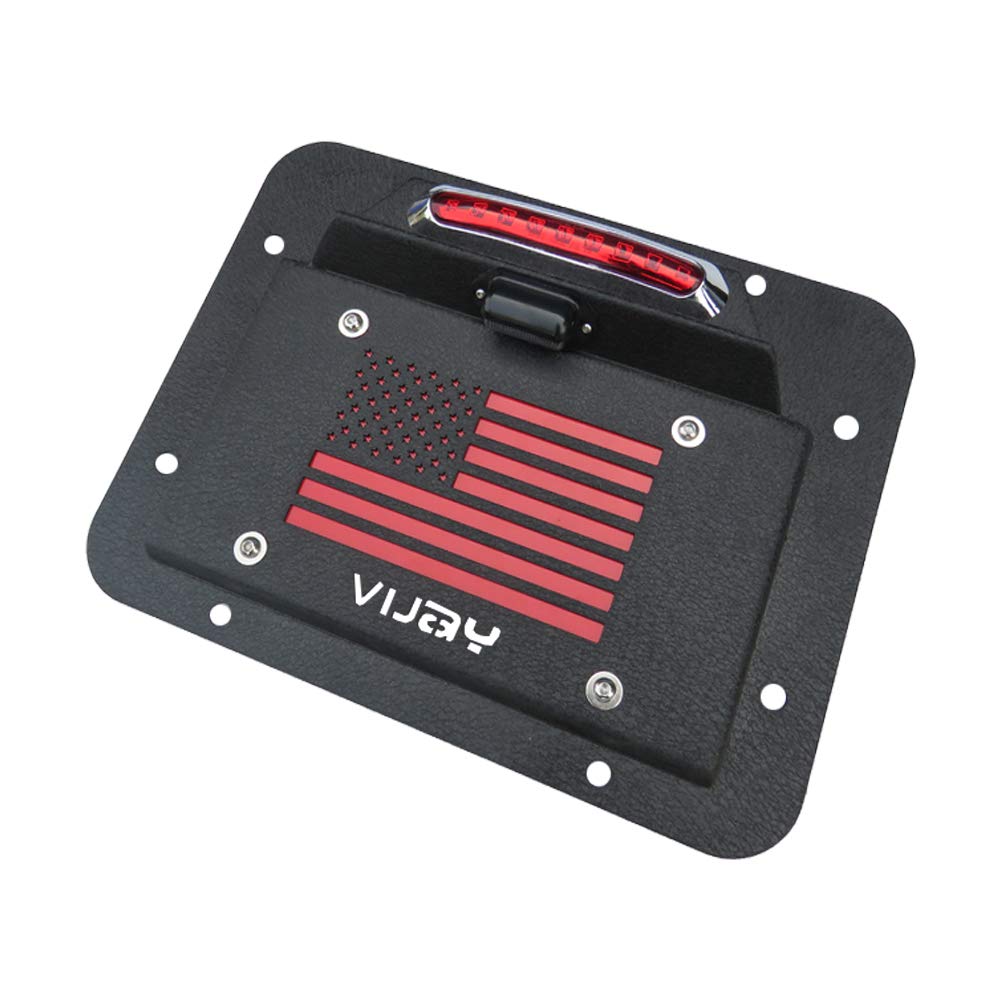 Spare Tire Delete License Plate Relocation Kit with Plate Light and Third Brake Light for Wrangler JK JKU Pack of 2 T136512