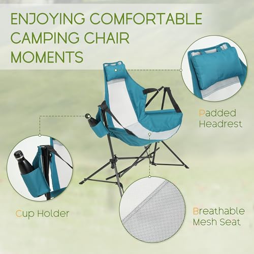 Folding Camping Chair Set of 2 with Stand Blue R70461