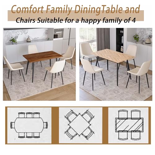 Dining Table and Chairs Set with 4 Fabric Chairs S1721