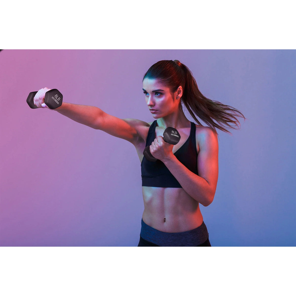 3, 5, and 8 Pound Dumbbell Hand Weight Set with Storage Rack, Black M92947
