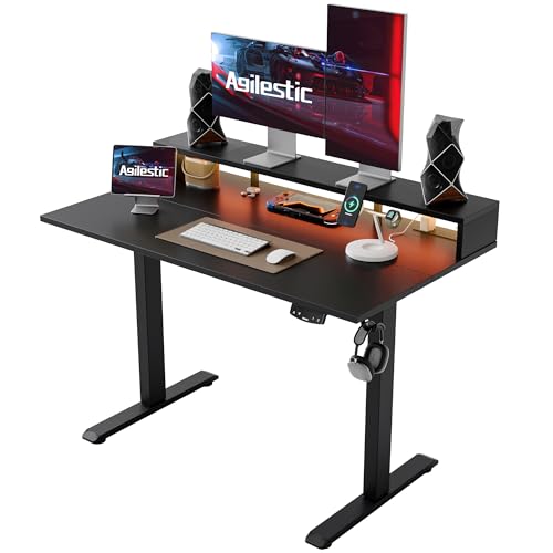 48 x 23 Inches White Electric Standing Desk with 2 Drawers I569