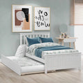 White Twin Size Wood Daybed with Trundle H959241
