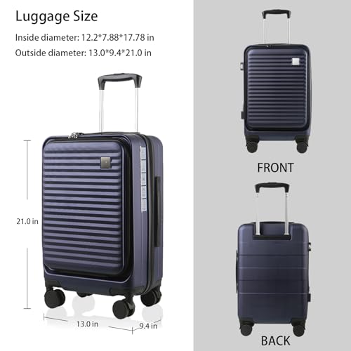 Black 20-Inch Hardside Carry On Luggage with Spinner Wheels TSA Lock T4992