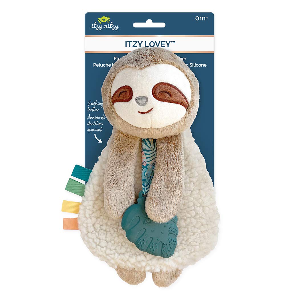 Sloth Lovey with Teether, Ribbons, Crinkle Sound, Sherpa Fabric, Minky Plush M5986
