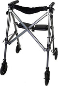 Black Walnut Short Lightweight Folding Rollator with Wheels and Seat A68304
