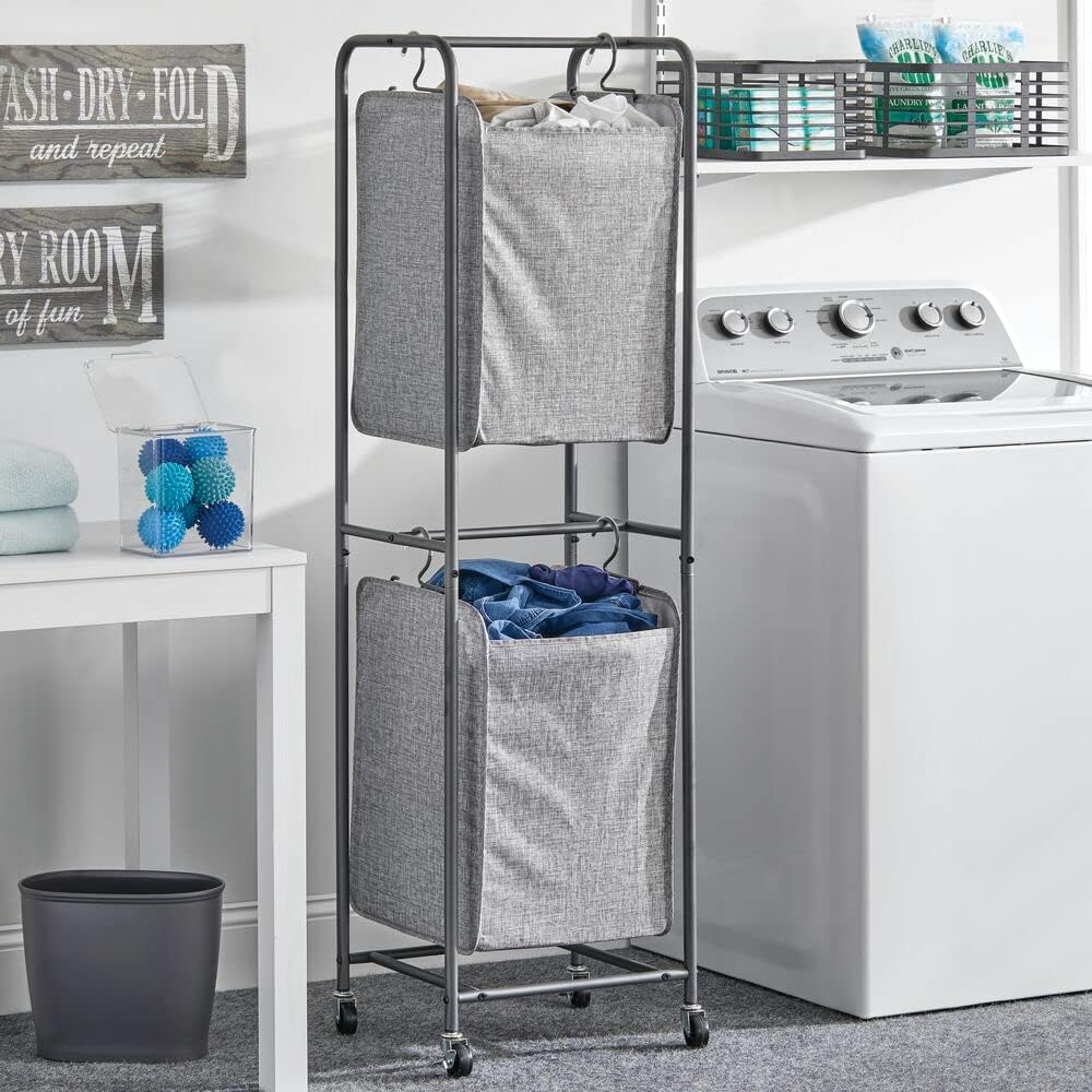 Dark Gray Laundry Hamper with Wheels H45592