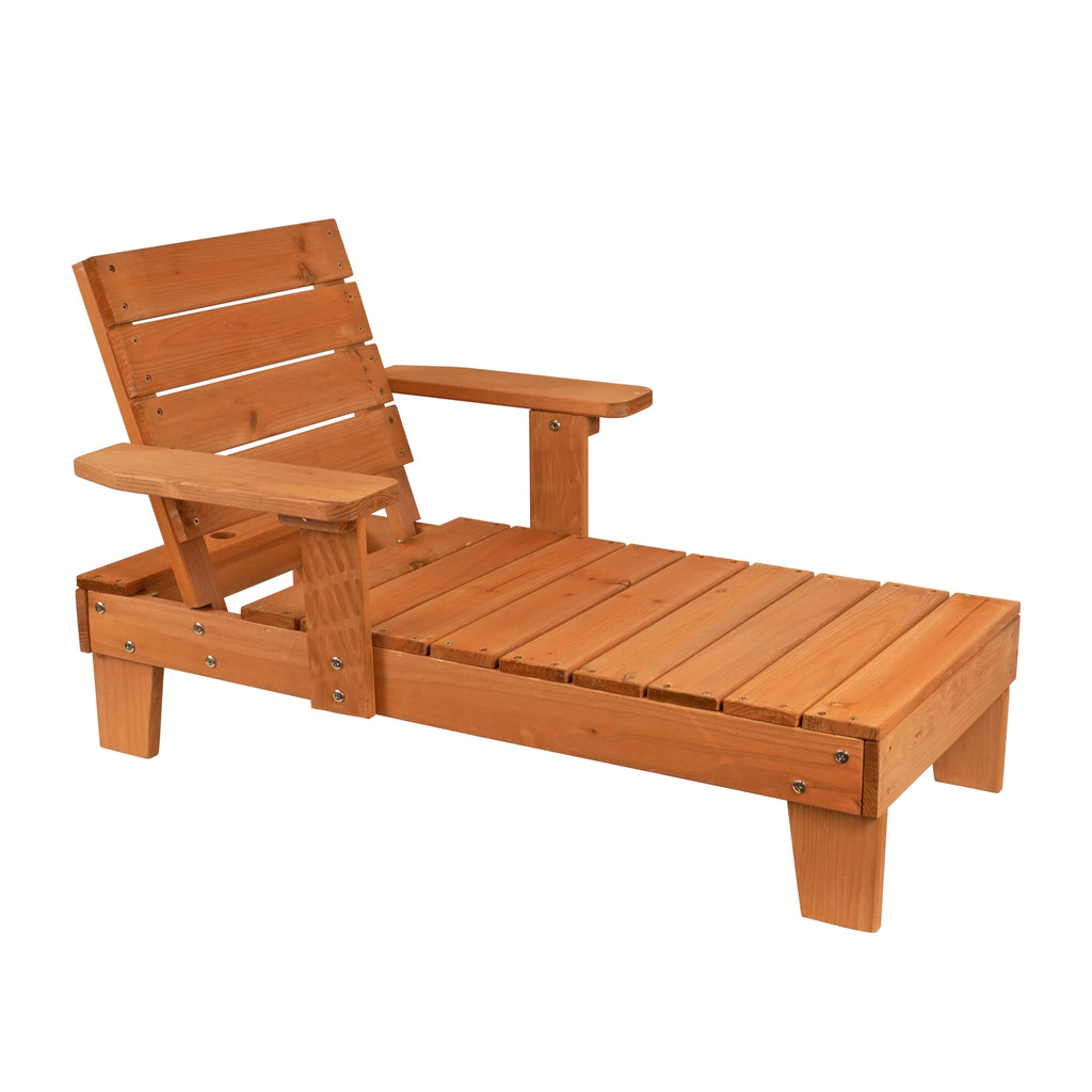 Brown Wood Outdoor Chaise Lounge with Cushion M863411