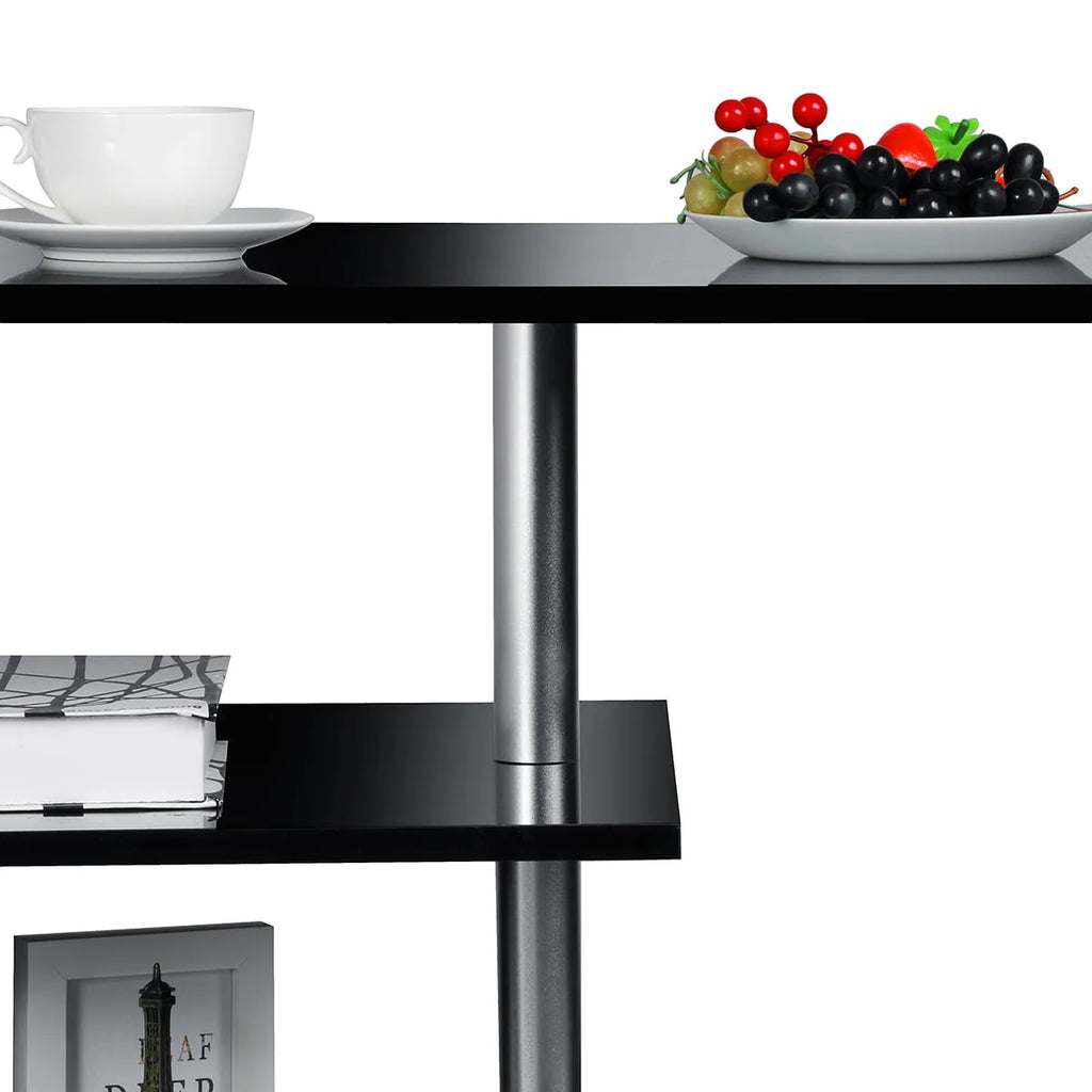 High Gloss Coffee Table with Open Shelf LED Lights White S Shaped P4833