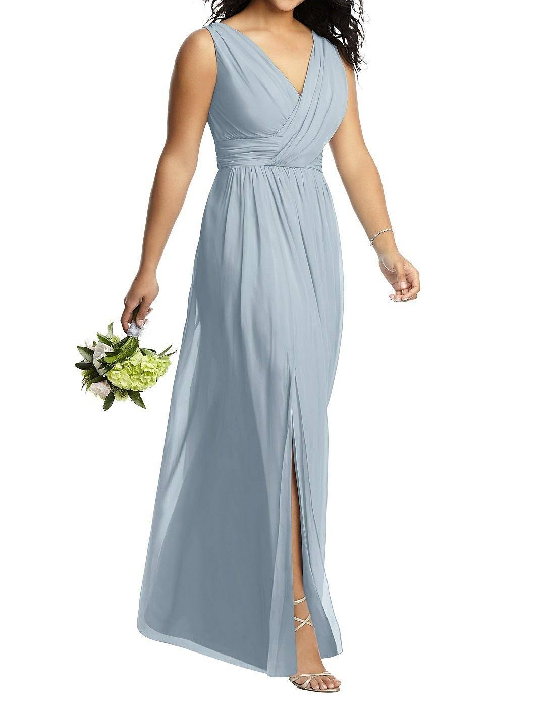 Mist Blue Shirred Chiffon Gown C889570