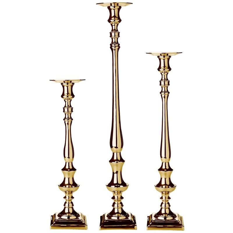 3 Piece Stainless Steel Candlestick Set in Gold L5560