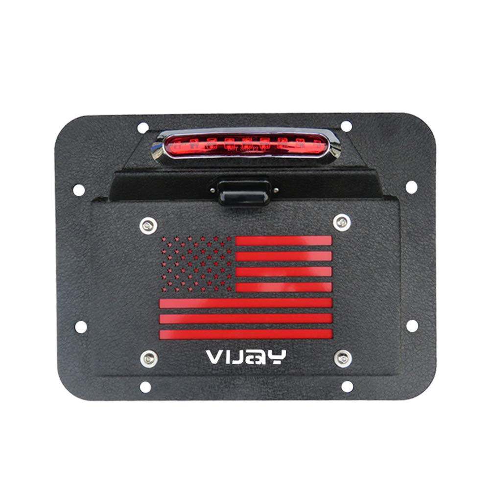 Spare Tire Delete License Plate Relocation Kit with Plate Light and Third Brake Light for Wrangler JK JKU Pack of 2 T136512