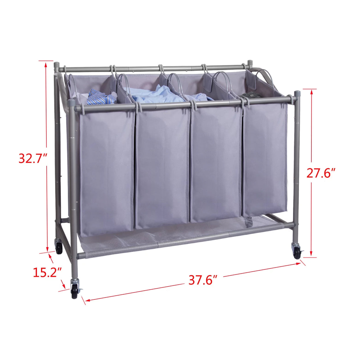 Rolling 4-Bag Laundry Sorter Cart with Wheels H797441