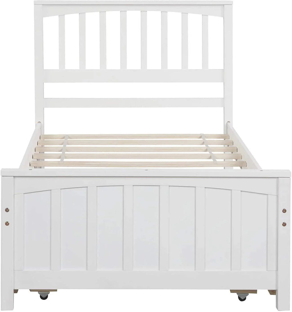 White Twin Size Wood Daybed with Trundle H959241