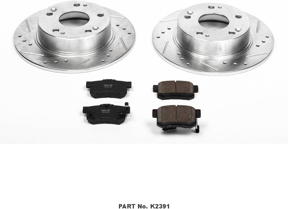Rear Z23 Carbon Fiber Brake Pads with Drilled & Slotted Brake Rotors Kit C504