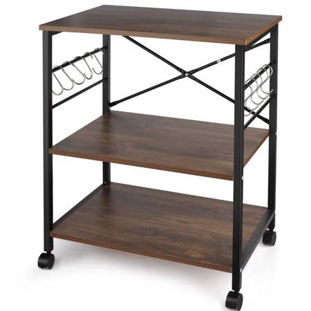 3 Tier Microwave Kitchen Cart with Casters D382