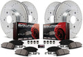 Front and Rear Carbon Fiber Brake Pads with Drilled & Slotted Brake Rotors Kit B170
