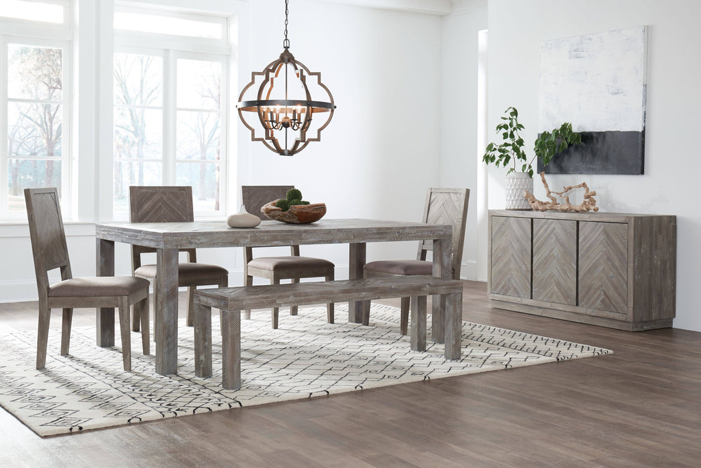 Acacia Wood Bench with Herringbone Inlay Design Brown U369424