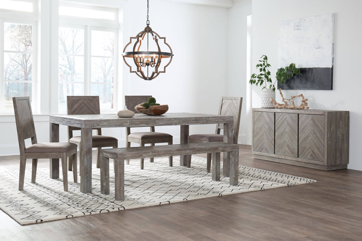 Acacia Wood Bench with Herringbone Inlay Design Brown U369424