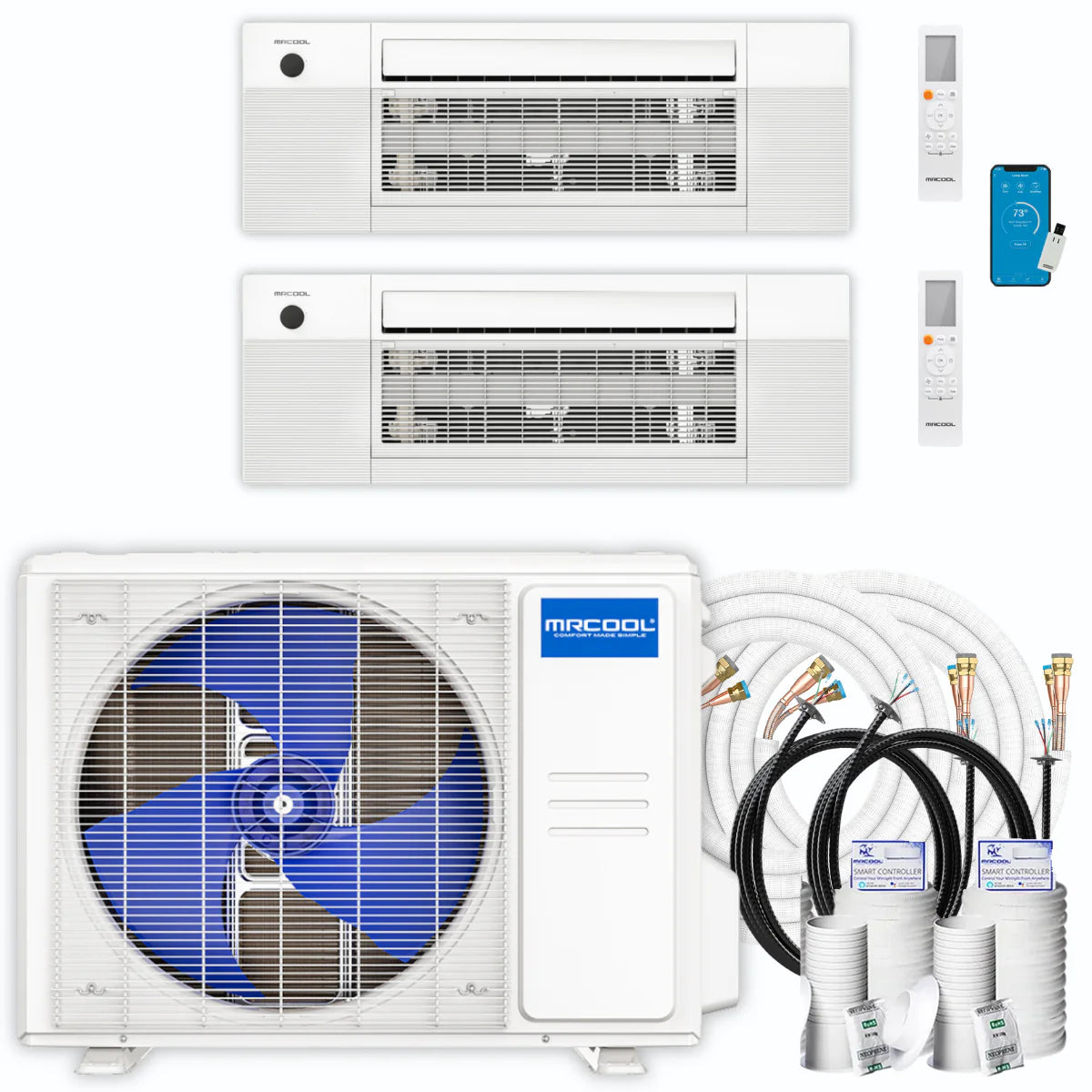 18,000 BTU 2 Zone Ceiling Cassette Ductless Air Conditioner and Heat Pump U71445