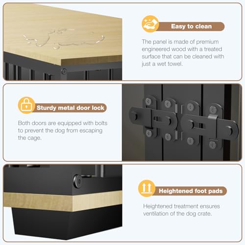 71.6'' Metal Steel Frame Double Dog Kennel with 2 Rooms and Removable Divider Black M212
