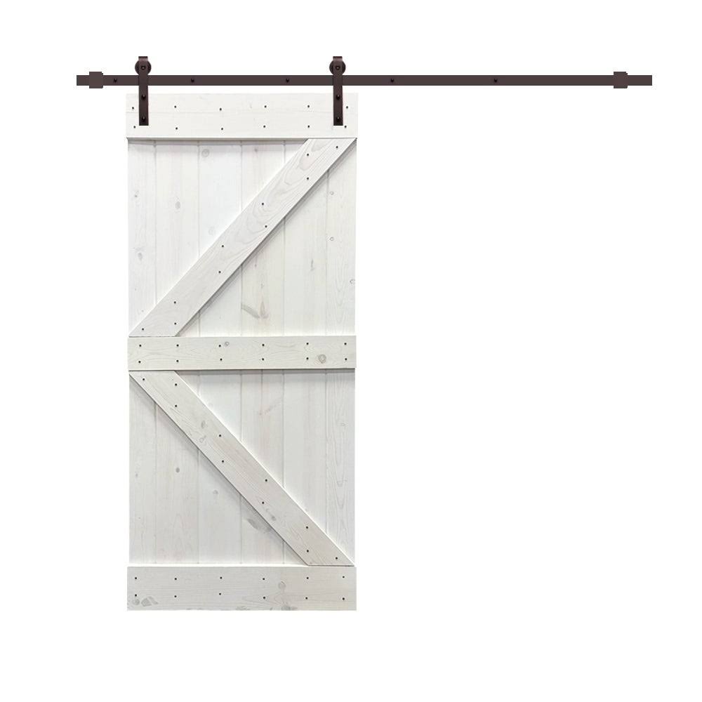 Jungle Green Stained Wood Interior Sliding Barn Door with Hardware Kit O2499