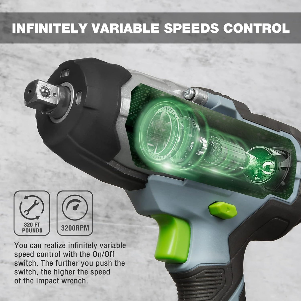 20V Cordless Impact Wrench with 4Pcs Drive Impact Sockets Y345576