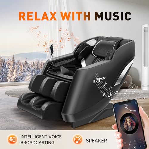 Black Full Body Massage Chair with Zero Gravity, Airbags, Rollers, Bluetooth, Heater H929