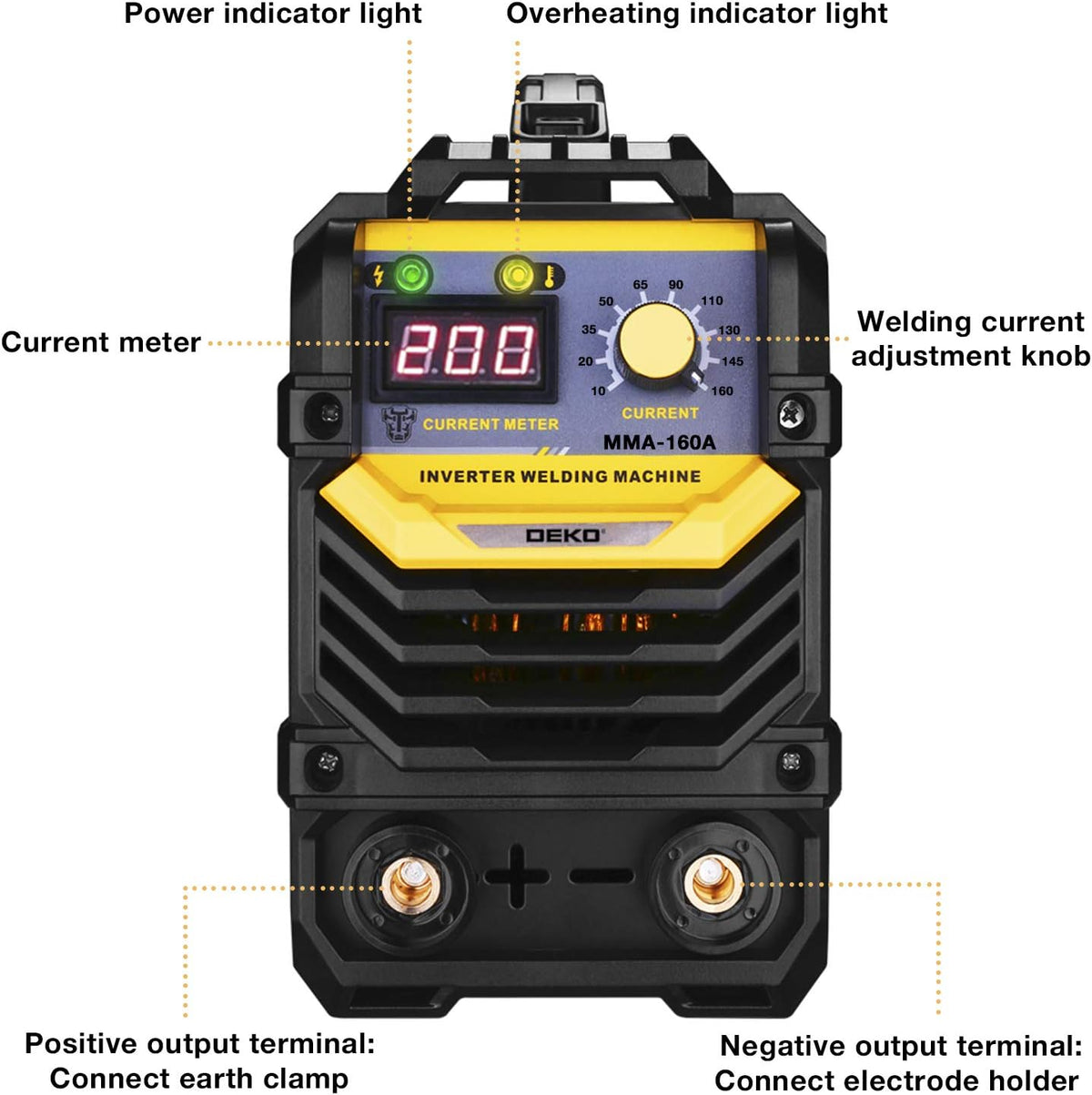 160A ARC Welder with Electrode Holder, Work Clamp and Brush V29400