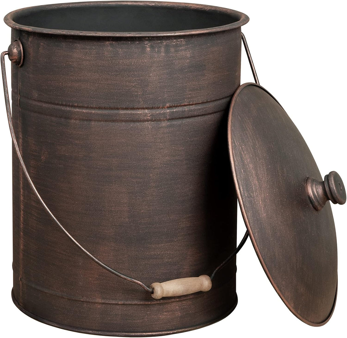 Black Metal Ash Bucket with Lid G66168