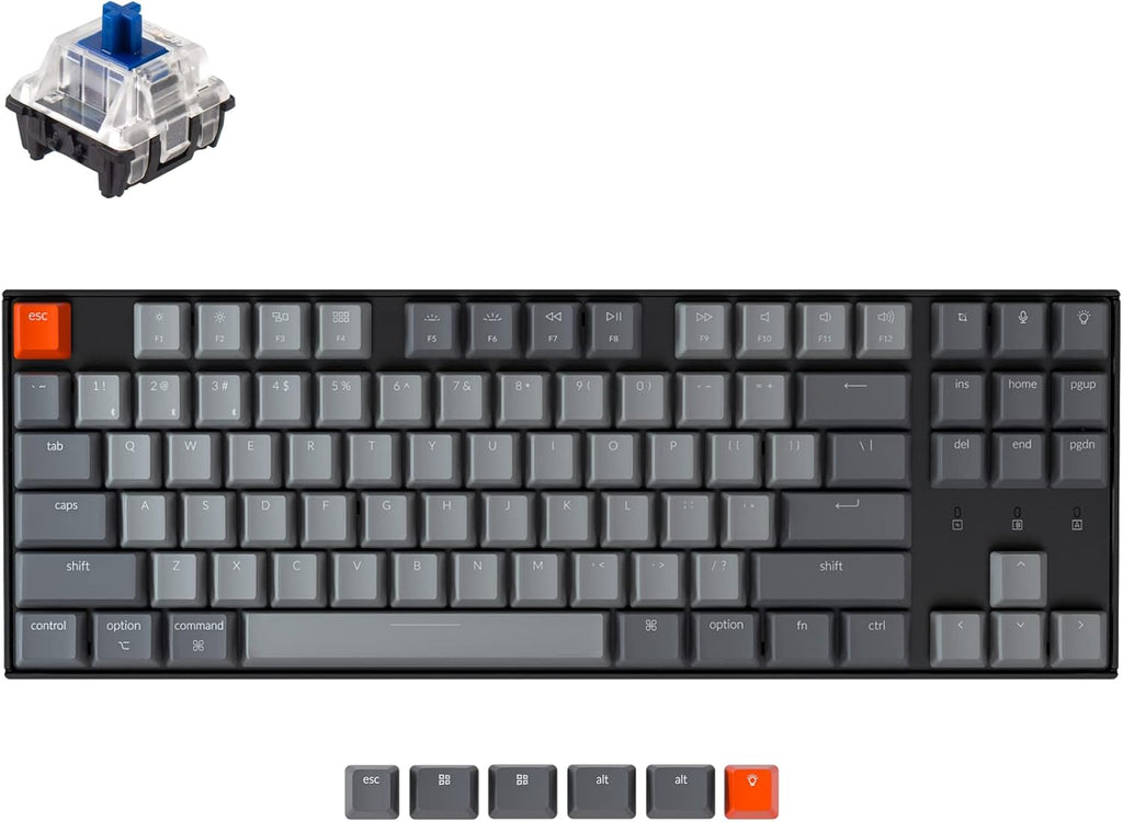 87 Keys Tenkeyless Wireless Mechanical Keyboard with White LED Backlight F394006