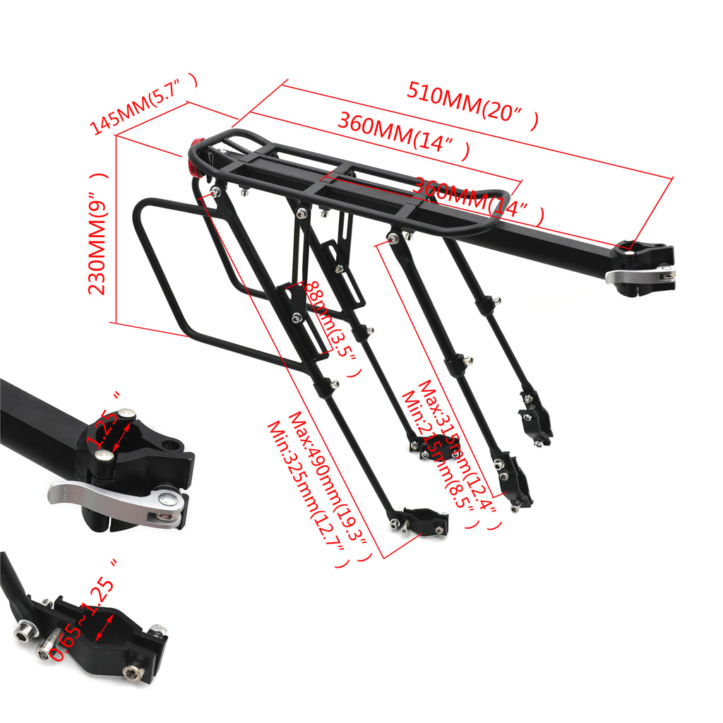 Mountain Bike Rear Rack Luggage Carrier with Light 45KG D177558