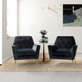 Black Velvet Upholstered Armchair Set of 2 L3140