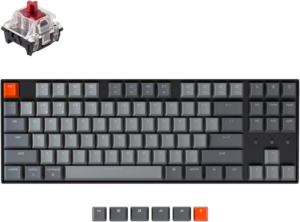 87 Keys Tenkeyless Wireless Mechanical Keyboard with White LED Backlight F394006